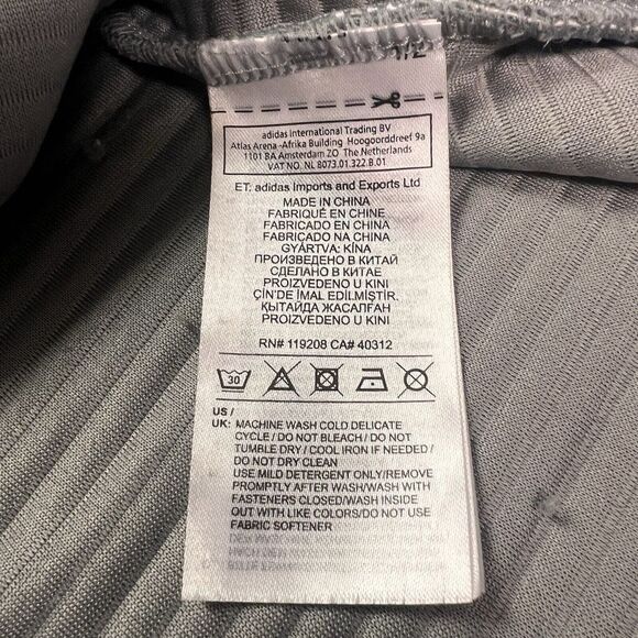 Adidas Jacket Womens Large Gray Ribbed Zip Up Outdoors Run Workout Thumb Holes - Picture 7 of 9